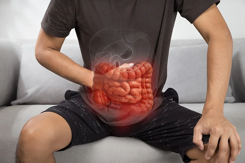 A man struggling with colorectal cancer
